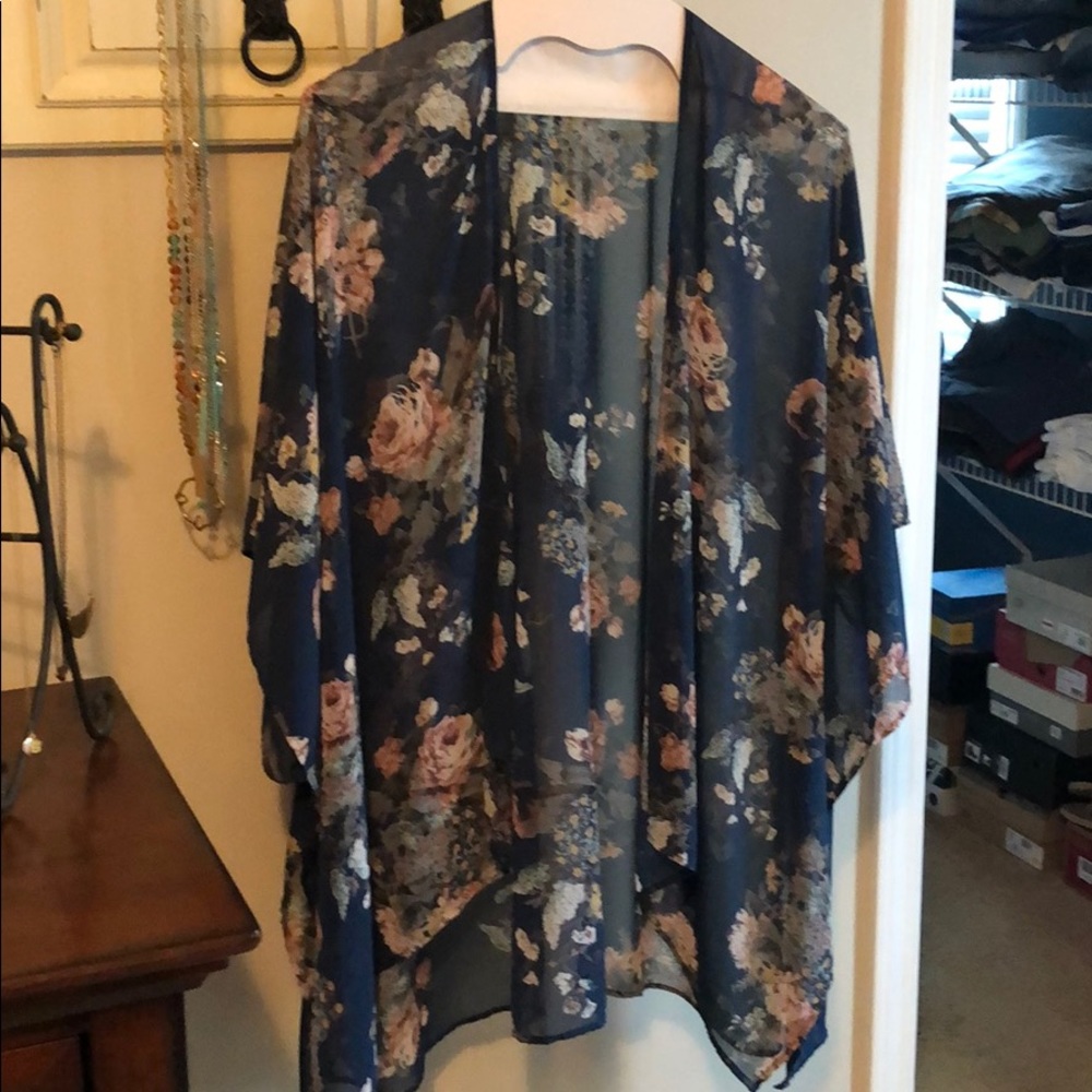 Sheer smoky blue kimono by Audrey 3+1